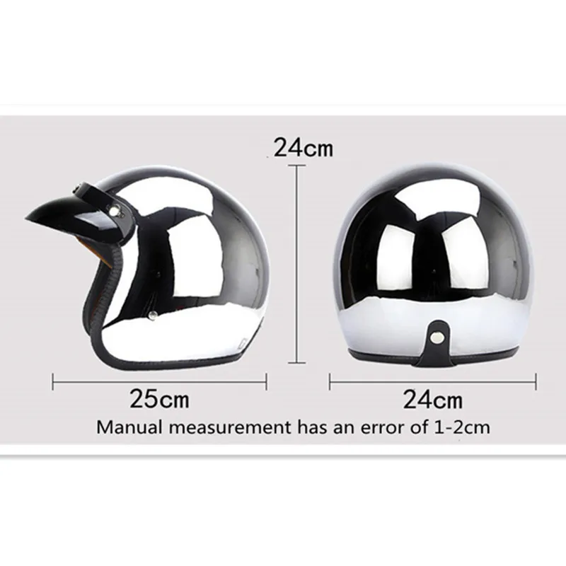 Mirror Silver Chrome Motorcycl - đánh giá và giá Vintage Open Face Retro Helmet