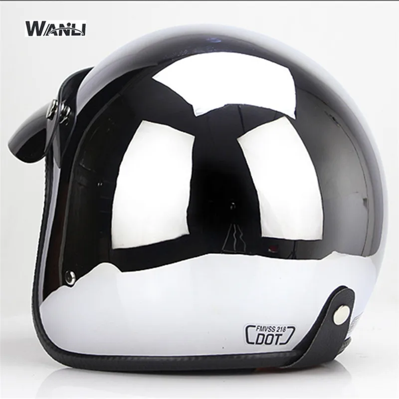 Mirror Silver Chrome Motorcycl - đánh giá và giá Vintage Open Face Retro Helmet