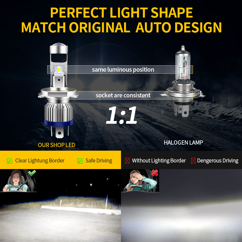 H4 HS1 LED Motorcycle Headligh - đánh giá và giá Universal Motorcycle Led Headlight Projector
