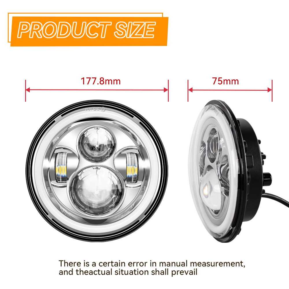 Universal 7' Round Head Light  - đánh giá và giá Universal Motorcycle Led Headlight Projector
