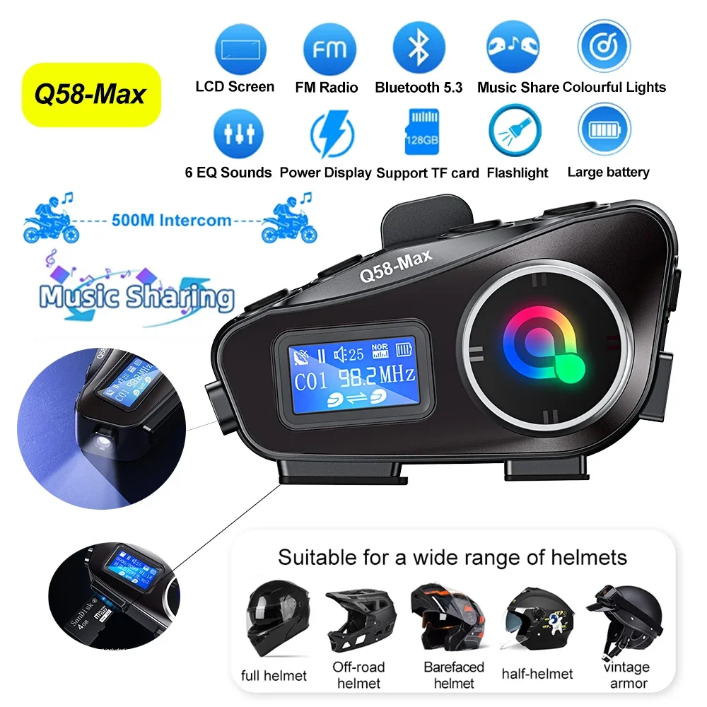 Large Screen Display Helmet In - đánh giá và giá Universal Motorcycle Helmet Intercom Headset