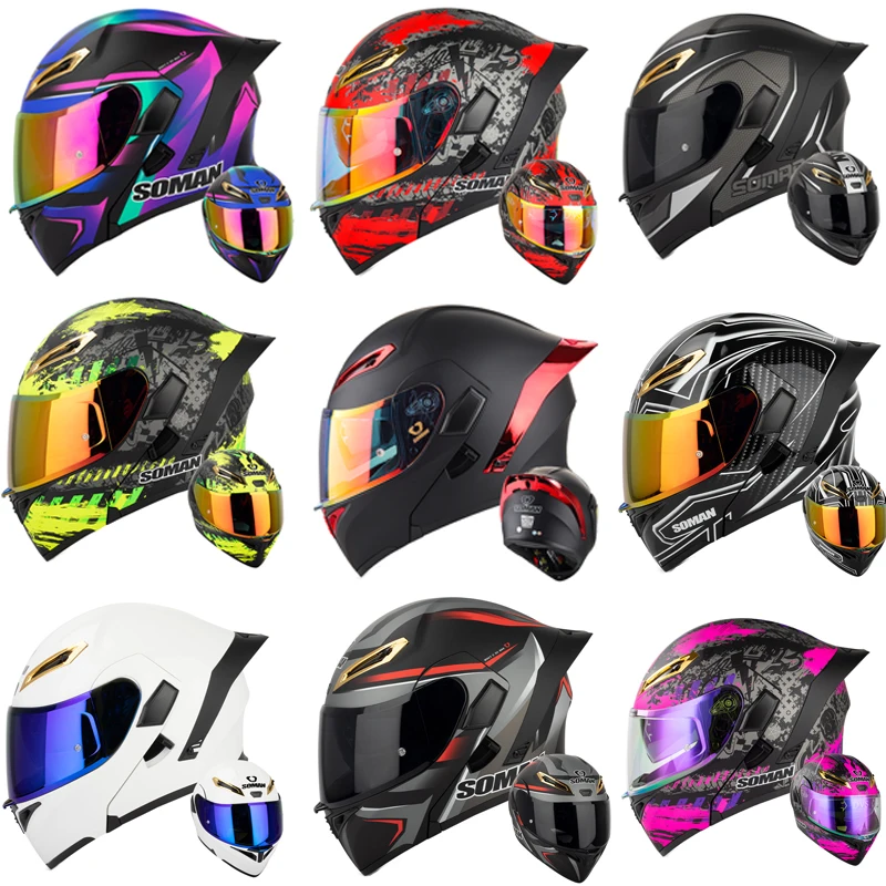 SOMAN Full Face Helmet Dual Le - đánh giá và giá Dual Visor Motorcycle Racing Helmet