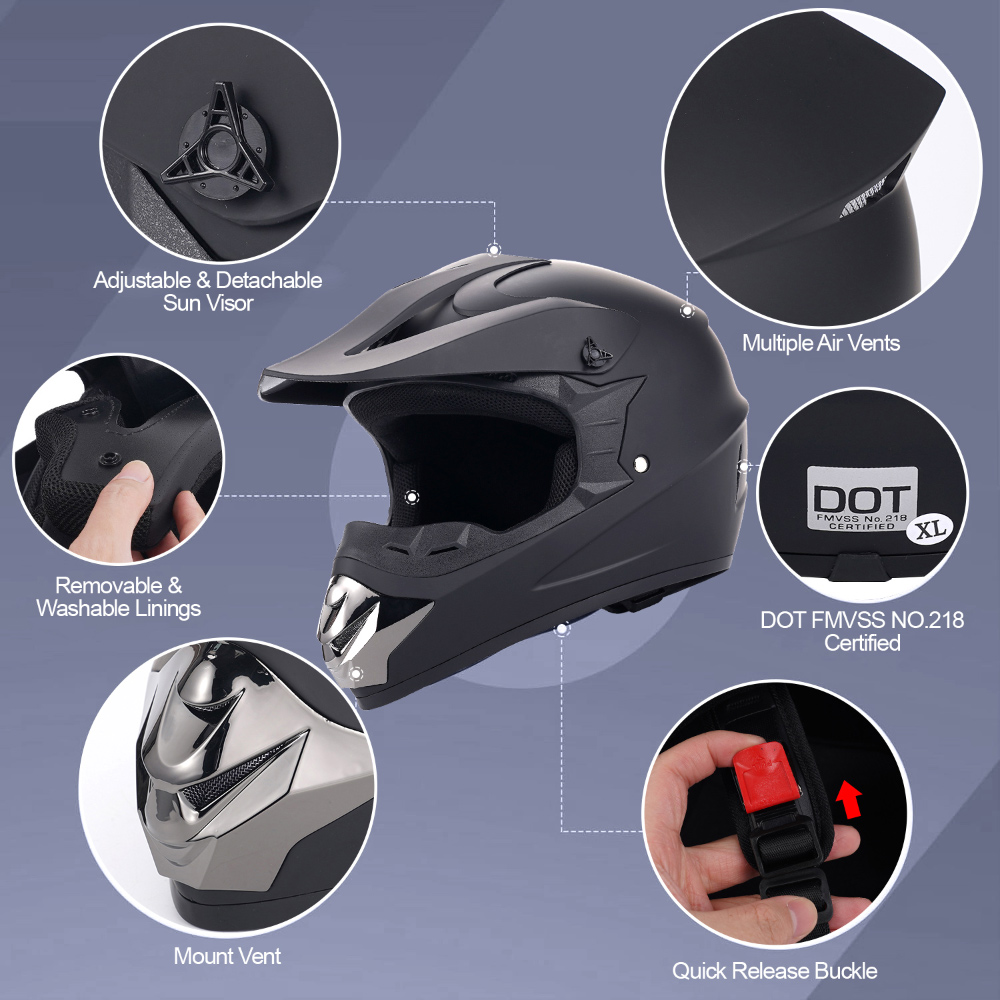 Off‑Road Motorcycle Helmet Fou - đánh giá và giá Off Road Motocross Helmet Goggles Set