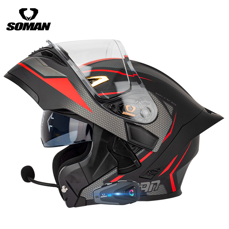 SOMAN Flip Up Motorcycle Helme - đánh giá và giá Dual Visor Motorcycle Racing Helmet