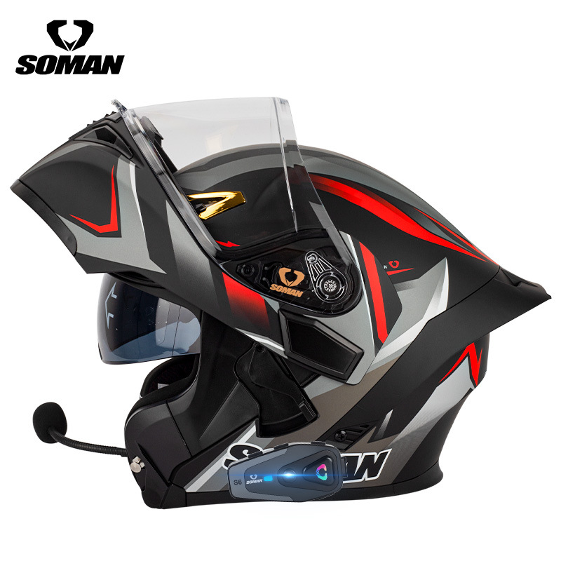 SOMAN Flip Up Motorcycle Helme - đánh giá và giá Dual Visor Motorcycle Racing Helmet