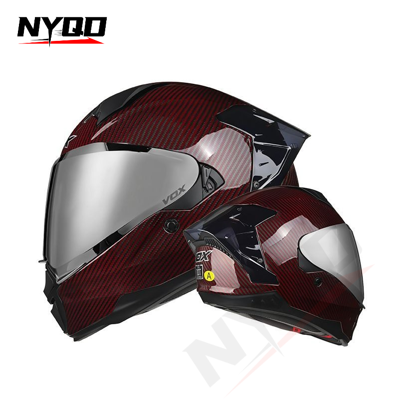 Carbon Fiber Full Face Motorcy - đánh giá và giá Dual Visor Motorcycle Racing Helmet
