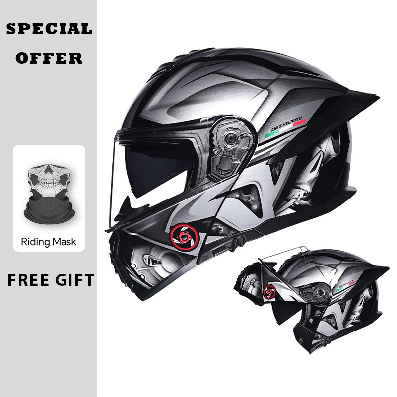 Motorcycle Flip Up Helmet Doub - đánh giá và giá Dual Visor Motorcycle Racing Helmet